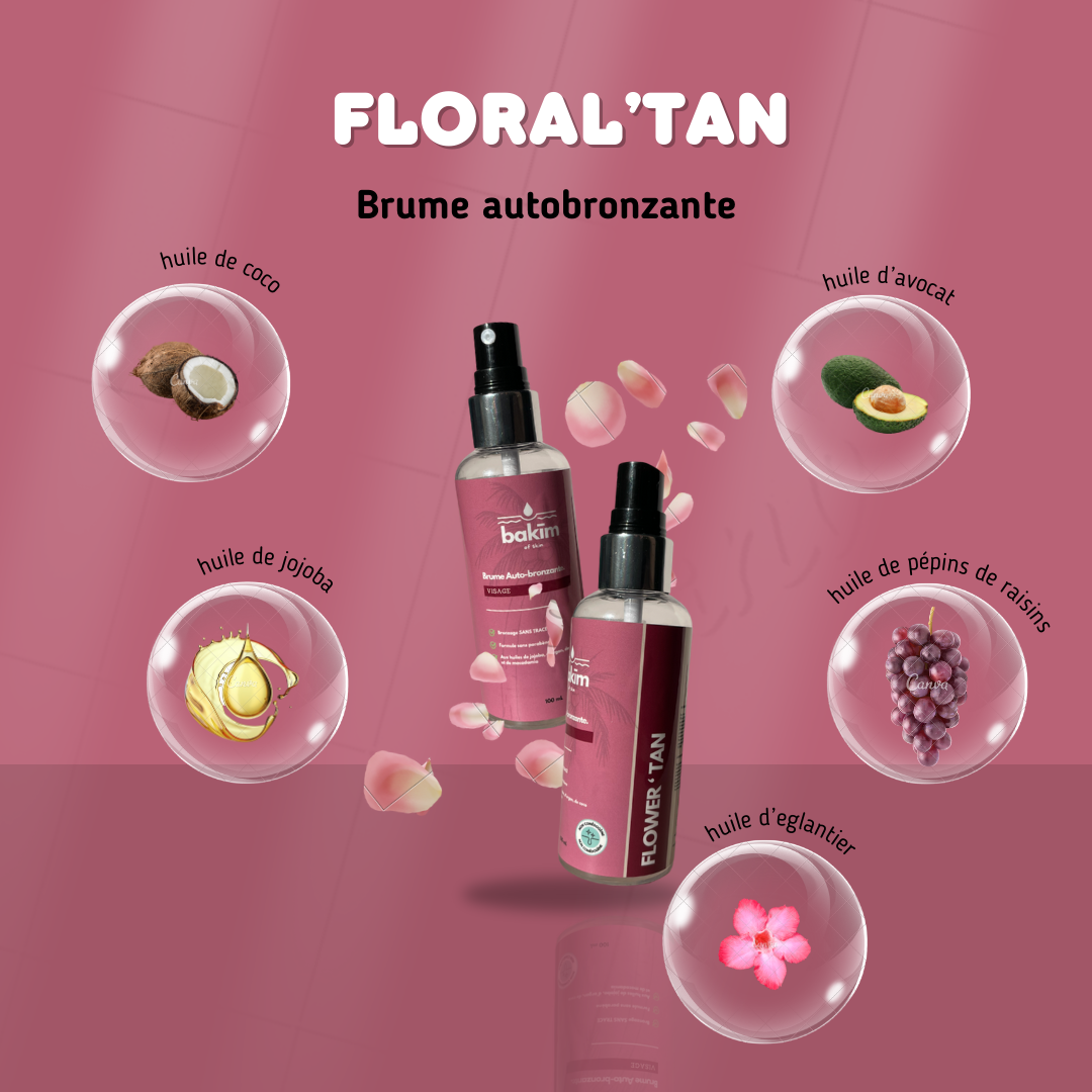 Brume autobronzante pour visage et corp pour un bronzage naturel intense, autobronzant sans trace, enrichie en DHA 100% naturelle